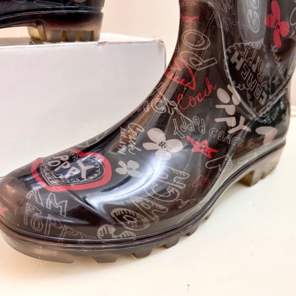 Women’s Black Coach Poppy Rubber Rain Boots - Picture 4 of 10